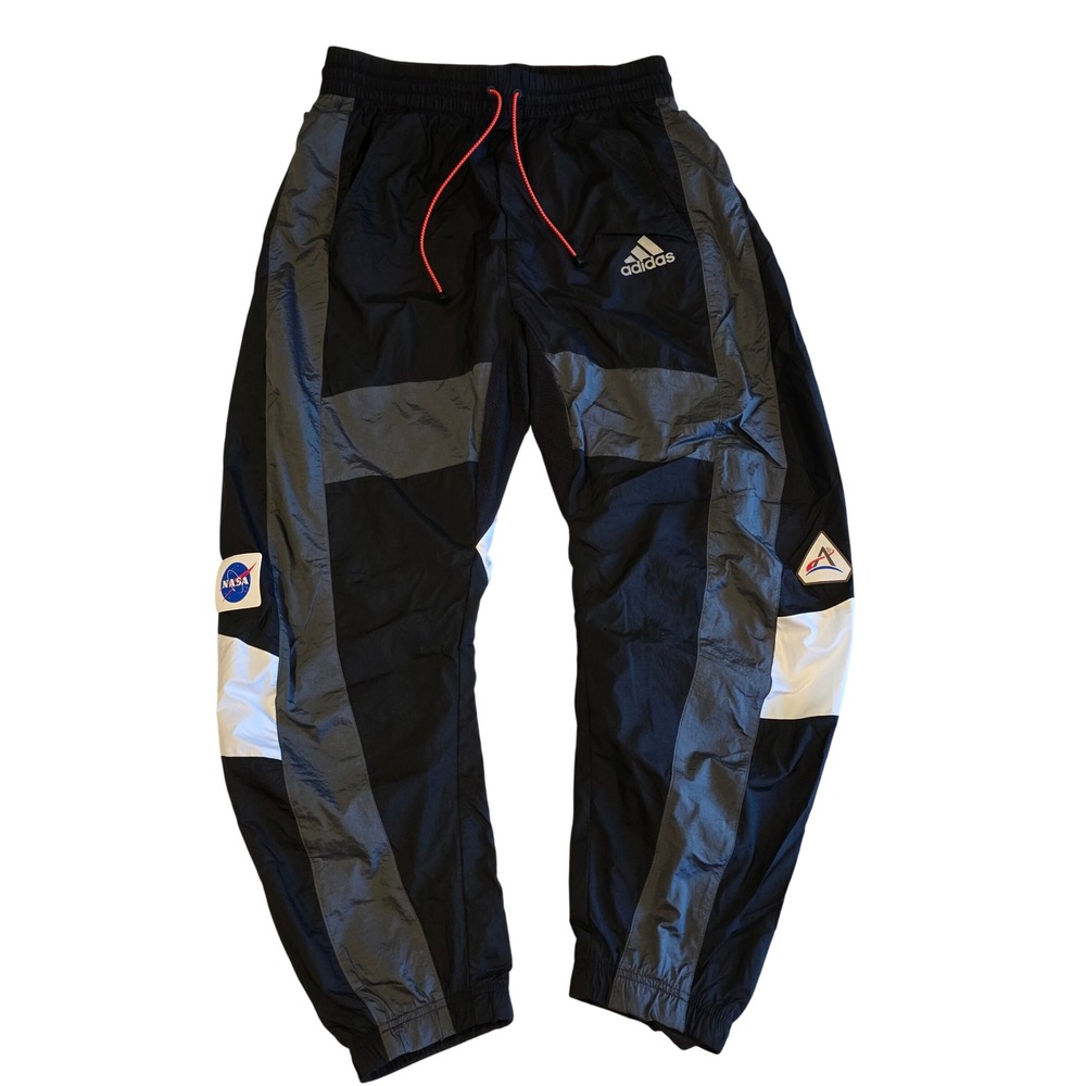 Adidas NASA Artemis Colorblock Wind Pants Black Grey Track Joggers GQ2225 Mens M